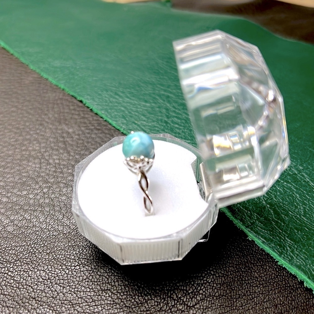Sterling Silver Larimar Resizable Ring - Picture 3 of 4